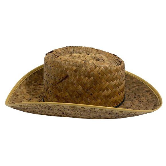 Straw Diamond Crown Cowboy/Cowgirl Western Farm Hat Made In Mexico Unisex FLAW - Picture 2 of 9